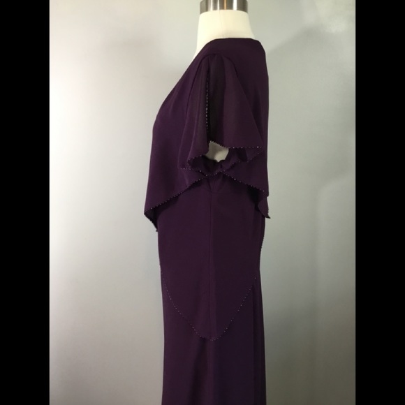Coldwater Creek Sz 10 Purple Beaded V Neck Dress Wine Red - Picture 7 of 12